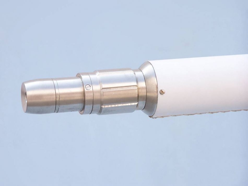 Floor Standing Brushed Nickel With White Leather Anchormaster Telescope 65""