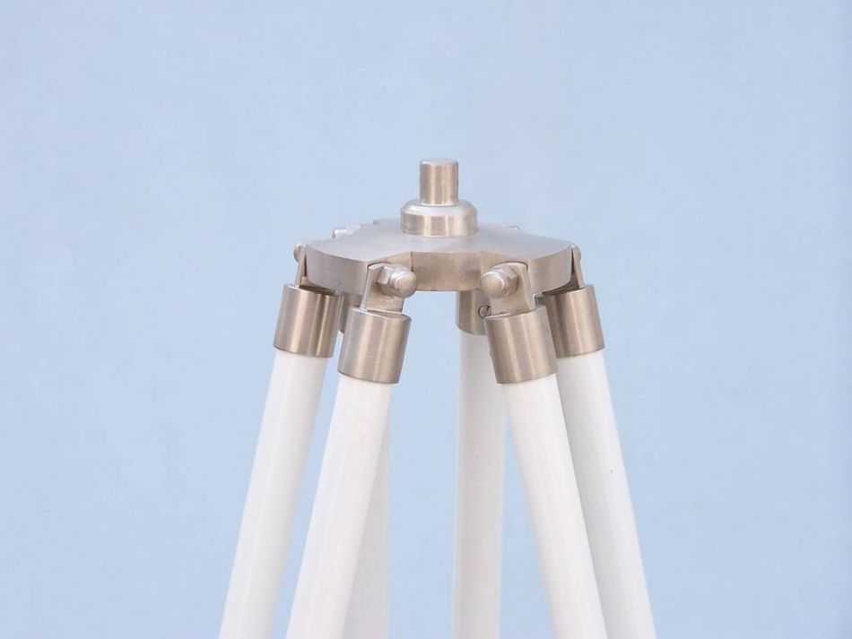 Floor Standing Brushed Nickel With White Leather Anchormaster Telescope 65""