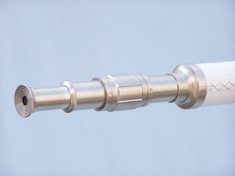 Floor Standing Brushed Nickel With White Leather Galileo Telescope 65""