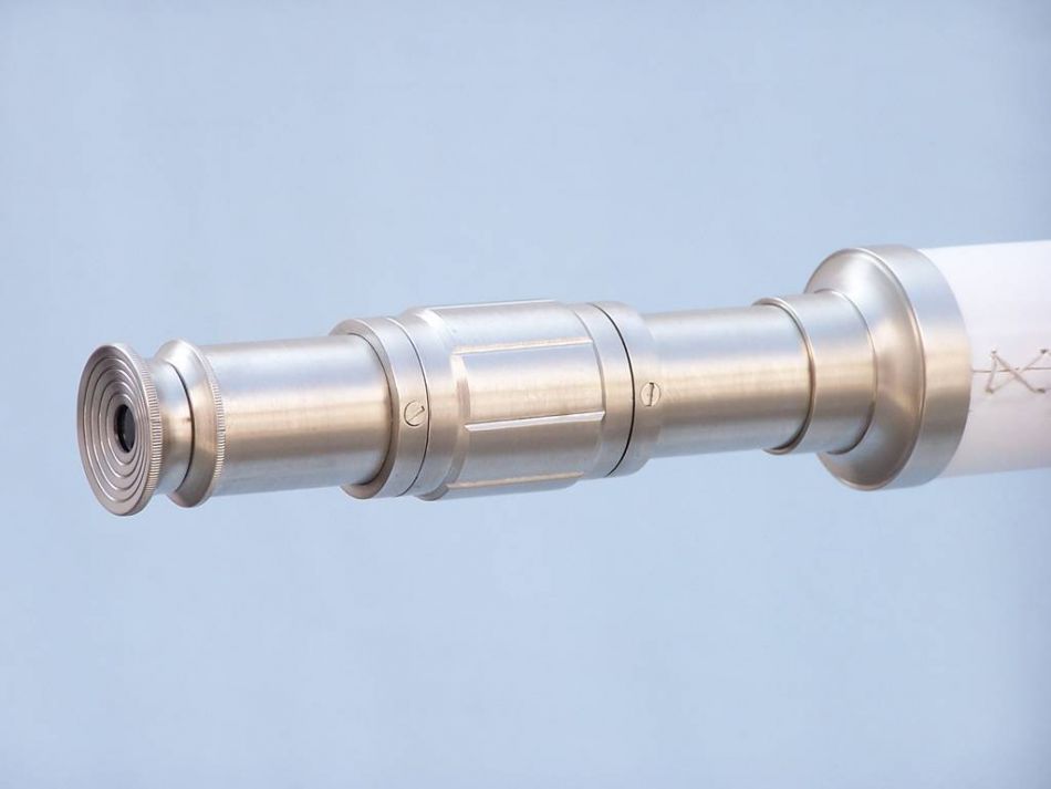 Floor Standing Brushed Nickel With White Leather Galileo Telescope 65""