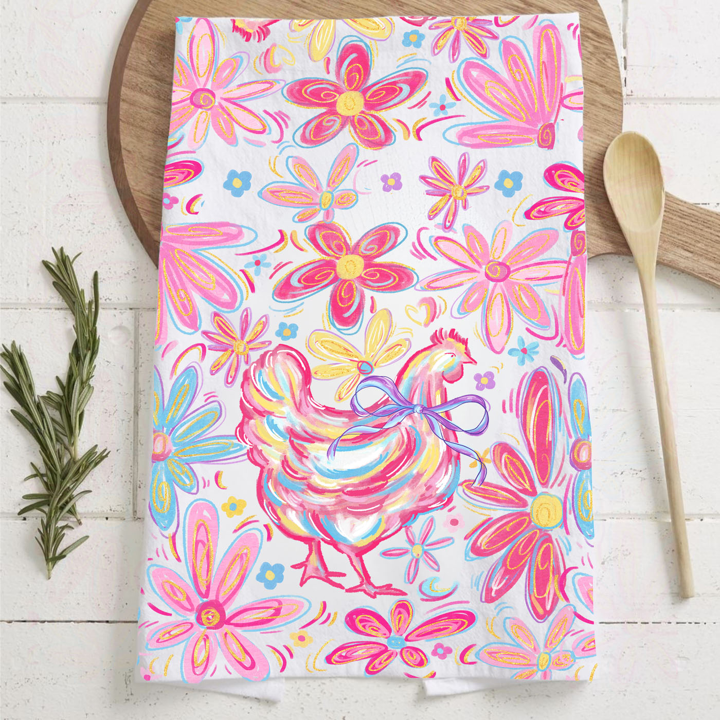 Floral Boho Chicken Towel
