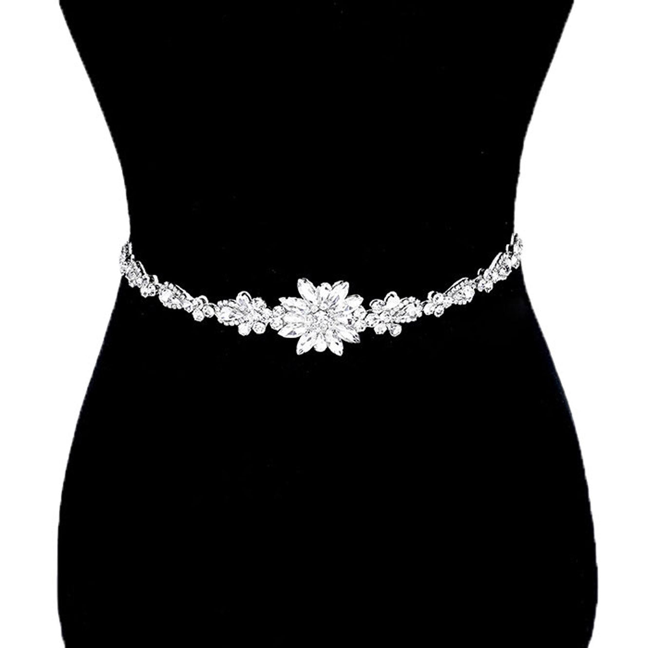 Flower Centered Sash Ribbon Bridal Wedding Belt Headband