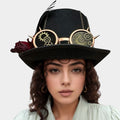 Flower Feather Spikey Goggles Accent Steampunk Halloween Costume Hat