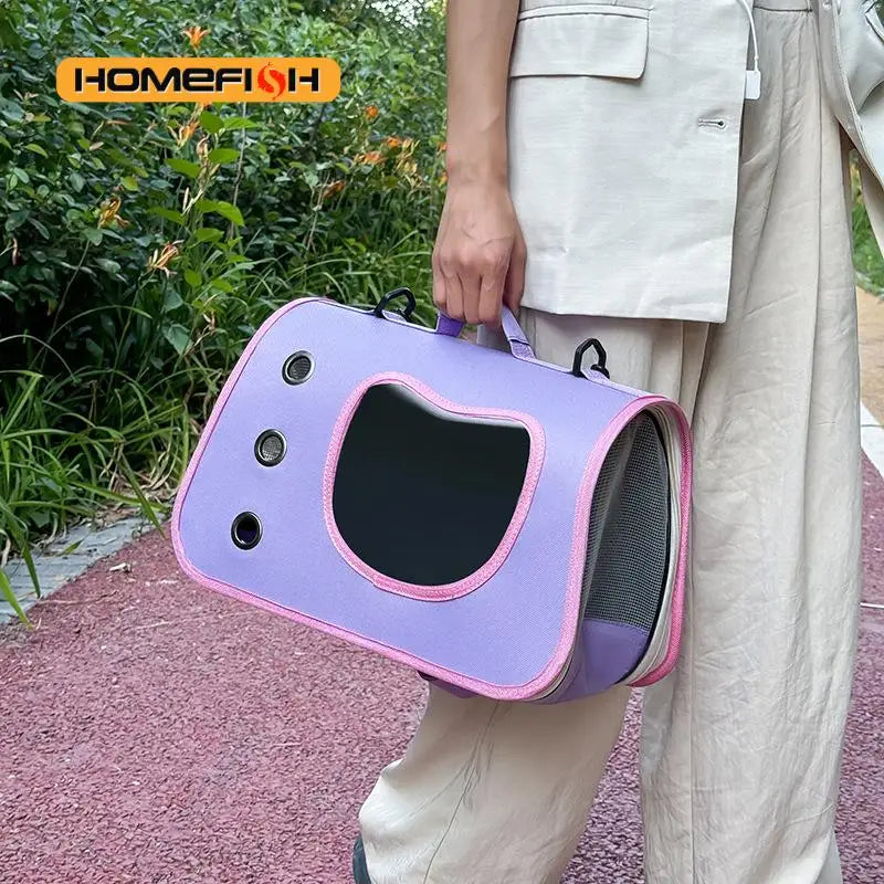 Foldable Breathable Pet Carrier Shoulder Bag for Small Dogs & Cats, 40 x 26 x 22 cm (15.7 x 10.2 x 8.7 in), Up to 7 kg (15.4 lb) - PhishStones Products