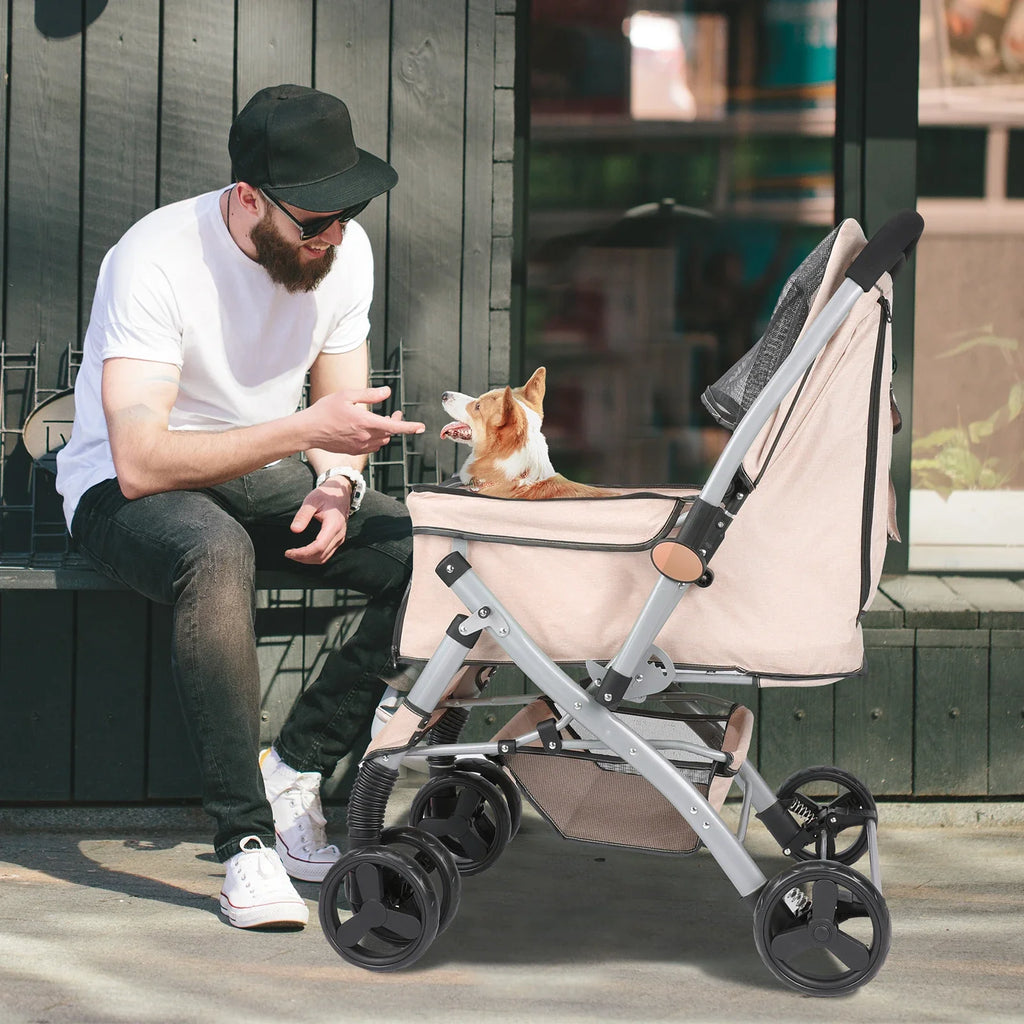 Foldable Pet Stroller for Cats and Dogs, Detachable Shock - Absorbing Travel Carrier, Easy Assembly, Dirt - Resistant - PhishStones Products