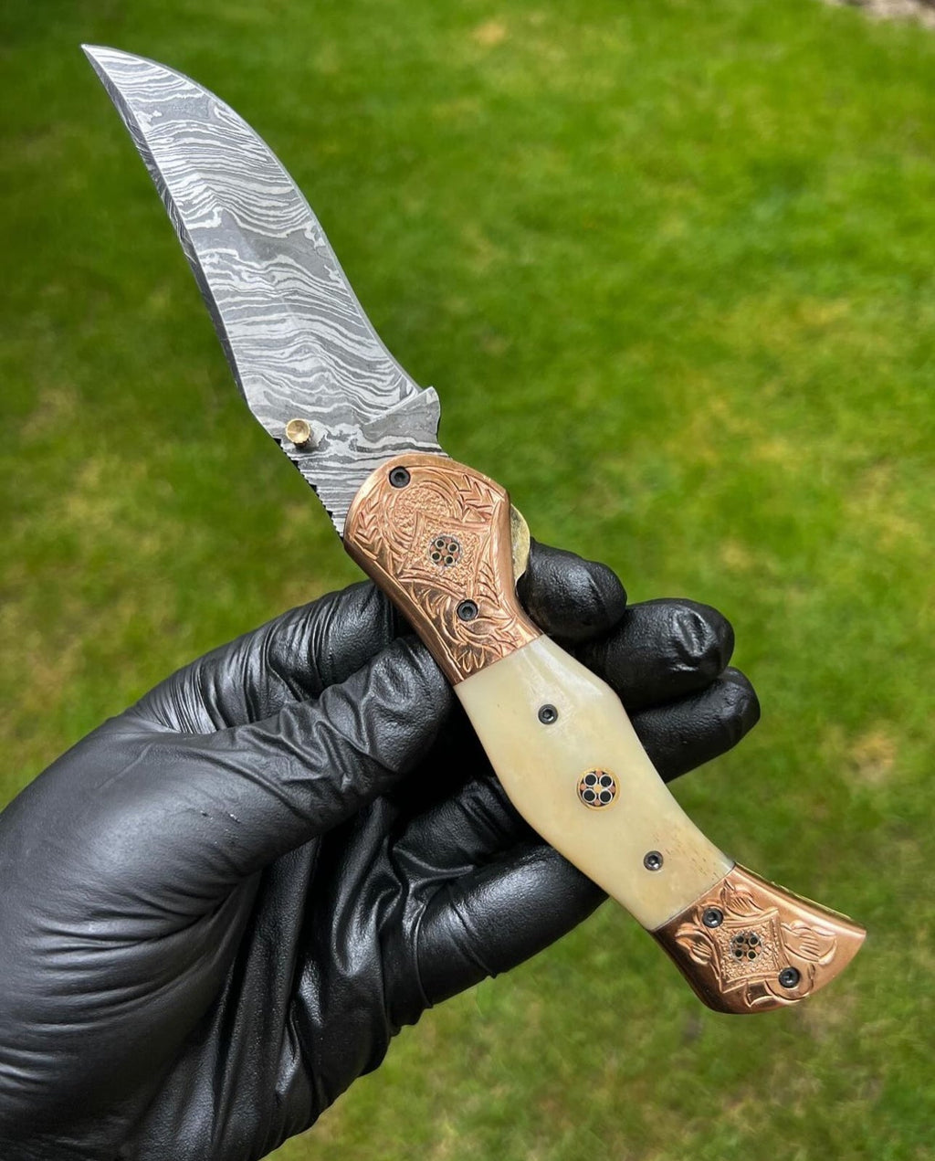Folding Dmascus Pocket Knife/EDC Pocket Folding - PhishStones Products