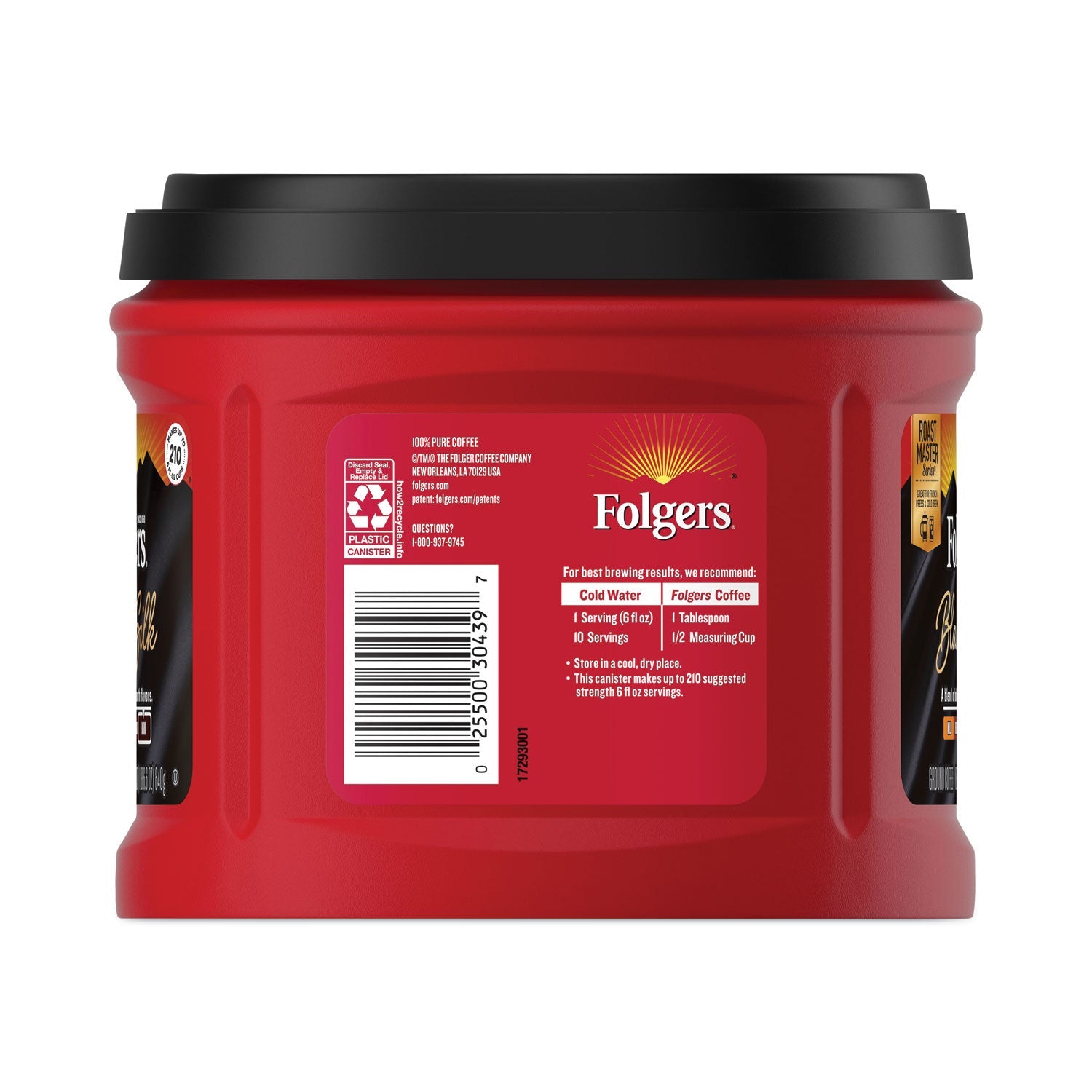 Folgers Coffee, Black Silk, 22.6 oz Canister - PhishStones Products