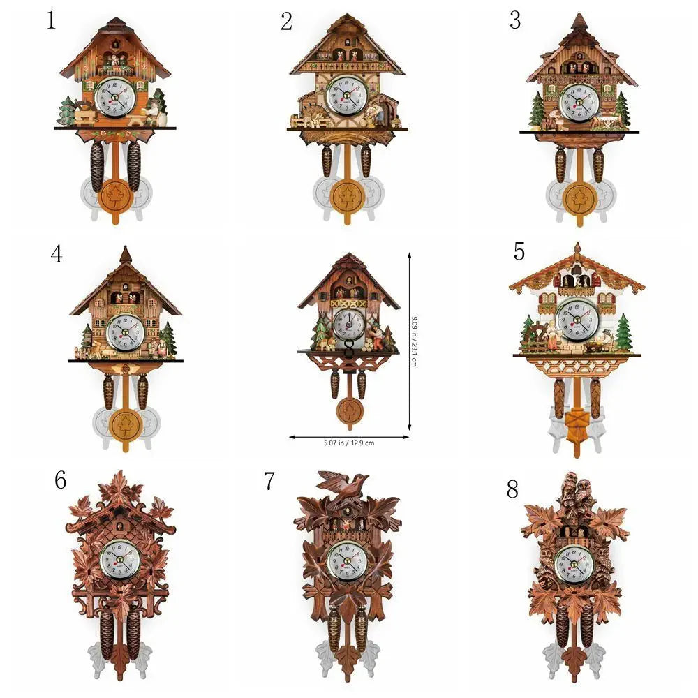 Forest Tower Wood Pendulum Vintage Clocks Vintage Silent Wood Wall Clock Wooden 3D Chiming 3D Chiming Clock Housewarming Gift - PhishStones Products