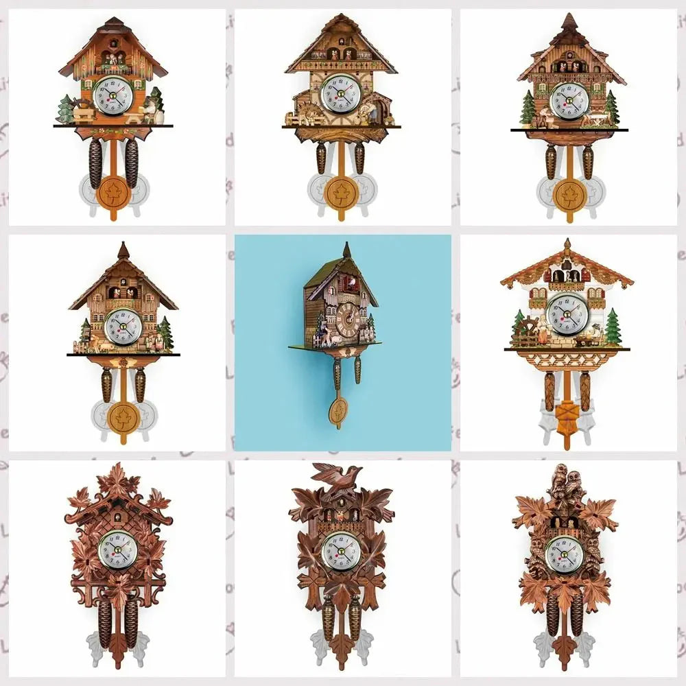 Forest Tower Wood Pendulum Vintage Clocks Vintage Silent Wood Wall Clock Wooden 3D Chiming 3D Chiming Clock Housewarming Gift - PhishStones Products