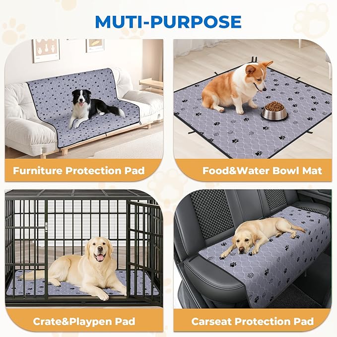 Fostanfly Washable Pee Pads for Dogs, 2 Pack 36"x48" Superior Reusable Puppy Pads, Waterproof Mat Protects Against Urine Leakage, Non - Slip Grip Prevents Slipping and Bunching for Dog, Puppy - PhishStones Products