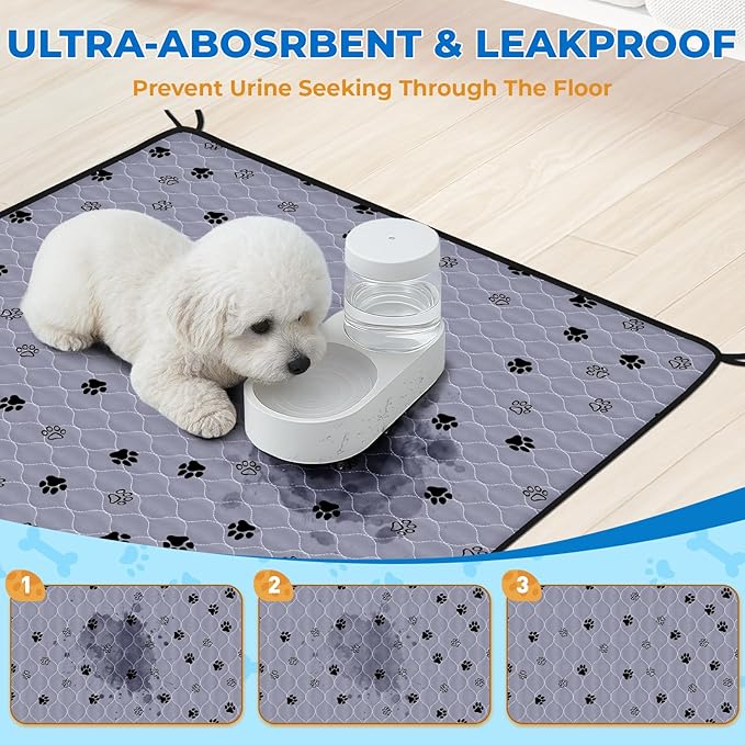 Fostanfly Washable Pee Pads for Dogs, 2 Pack 36"x48" Superior Reusable Puppy Pads, Waterproof Mat Protects Against Urine Leakage, Non - Slip Grip Prevents Slipping and Bunching for Dog, Puppy - PhishStones Products