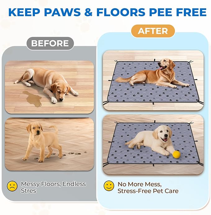 Fostanfly Washable Pee Pads for Dogs, 2 Pack 36"x48" Superior Reusable Puppy Pads, Waterproof Mat Protects Against Urine Leakage, Non - Slip Grip Prevents Slipping and Bunching for Dog, Puppy - PhishStones Products