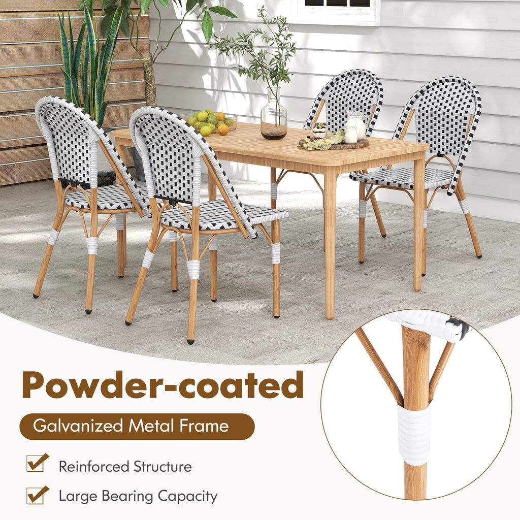French Bistro Chair Set of 2 with Galvanized Metal Framex-White