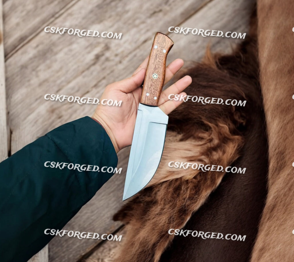 Frostfang Handmade Hunting Knife Walnut Wood Handle - PhishStones Products