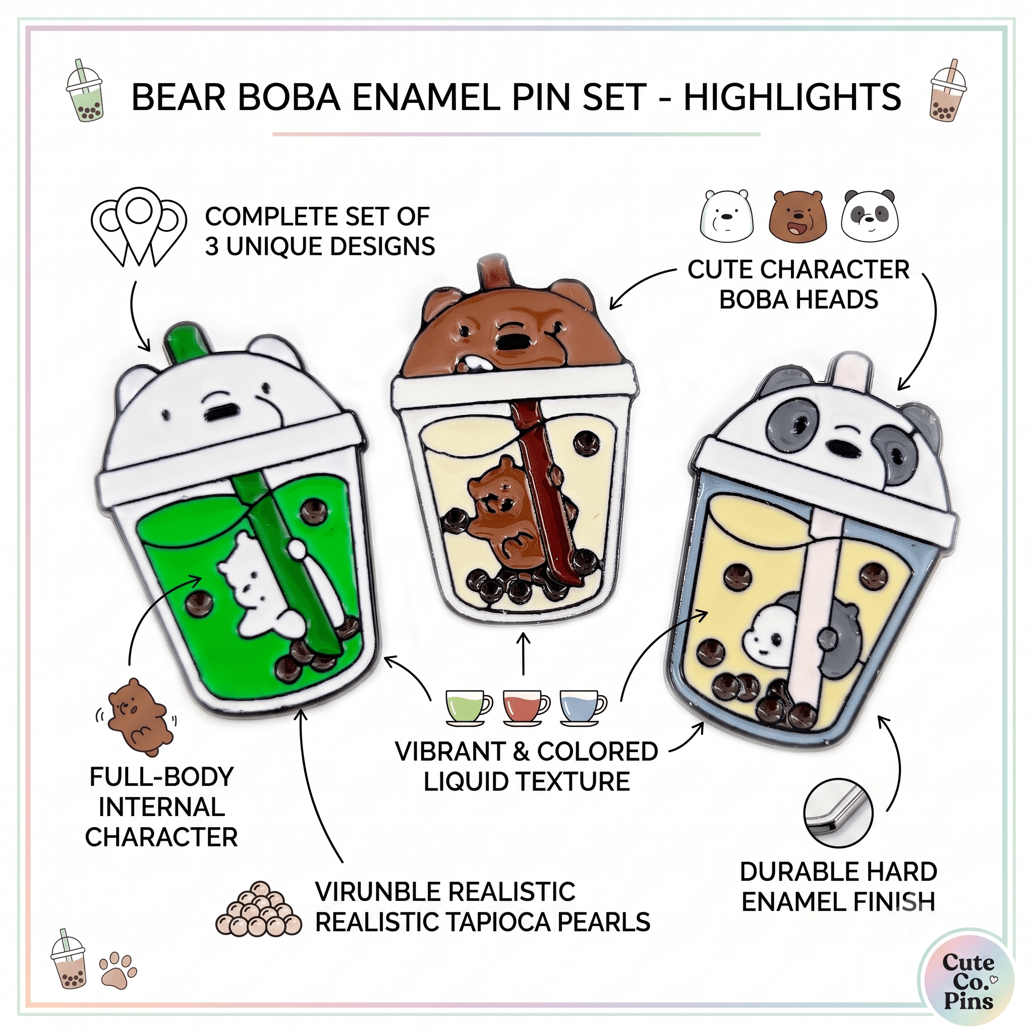Fun Boba Drink Enamel Pin – Cup Shaped Pin for Collectors
