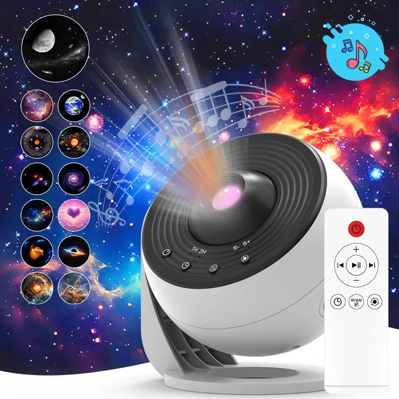 Galaxy Projector 5 - in - 1 Star Projector Planetarium Night Light for Kids & Adults - 4K HD Lens, Bluetooth Speaker, White Noise, Remote & Timer - Space Ceiling Projector for Home Decor - PhishStones Products