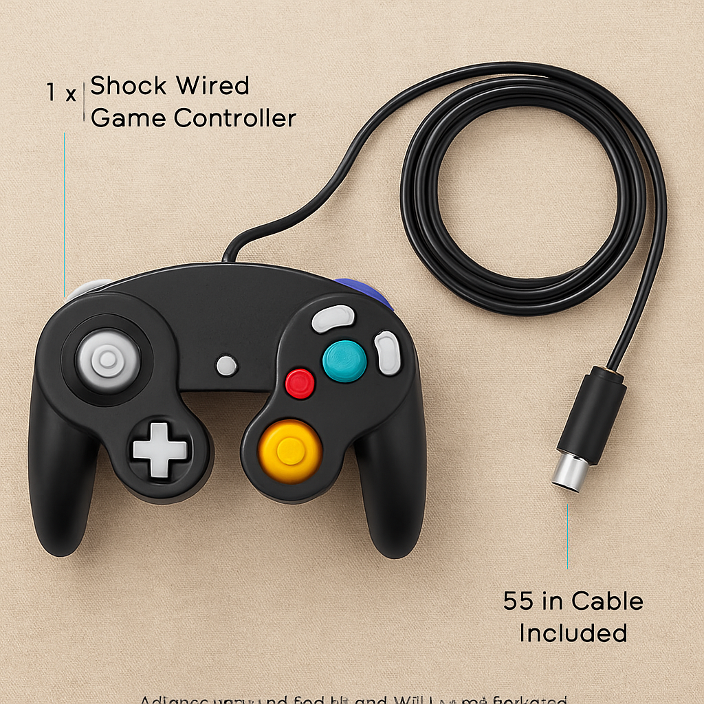 Shock Wired Game Controller for Nintendo Wii and GameCube