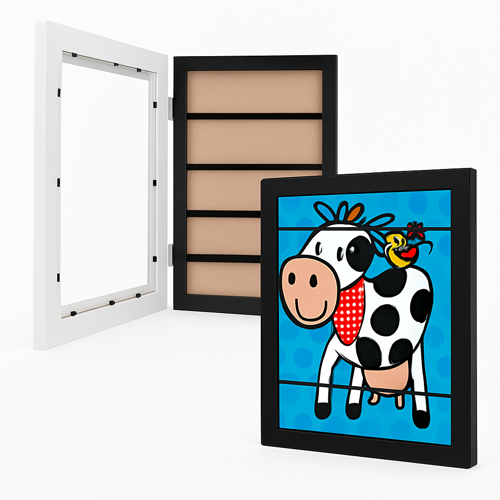 Kids Art Frame - Front-Opening Wooden Display for Artwork