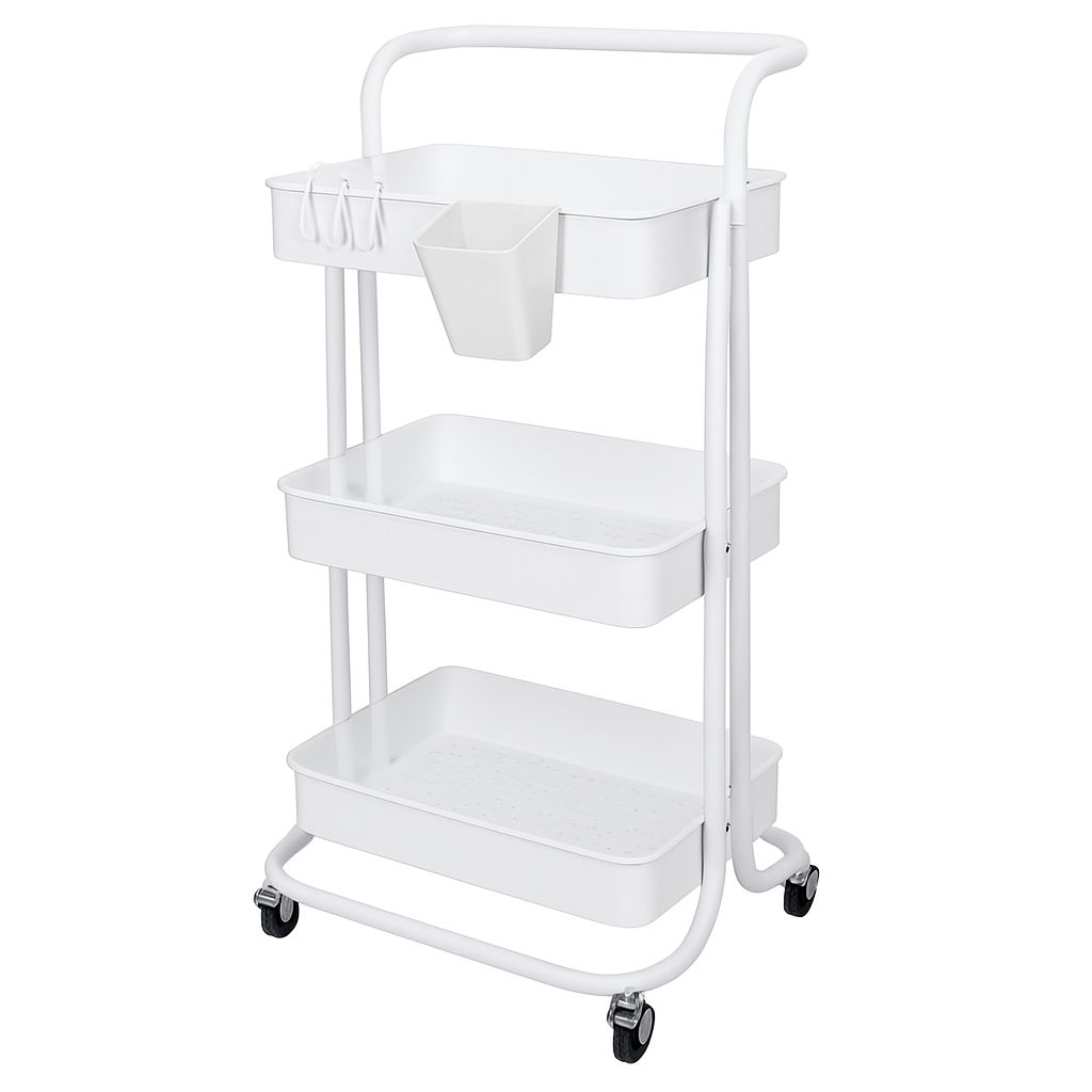 3-Tier Rolling Utility Cart with Mesh Baskets