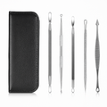 5 Pcs Blackhead Remover Kit Pimple Comedone Extractor Tool Set Stainless Steel Facial Acne Blemish Whitehead Popping Zit Removing for Nose Face Skin C