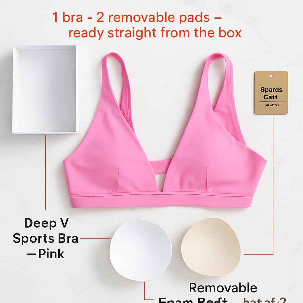 Women Deep V-Neck Sports Bra for Gym - Low-Impact Comfort