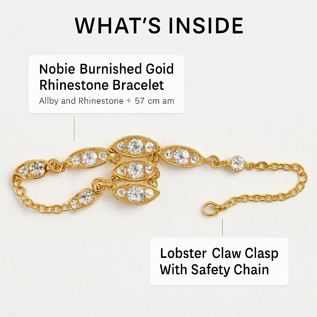 Noble Burnished Gold Bling Rhinestone Bracelet