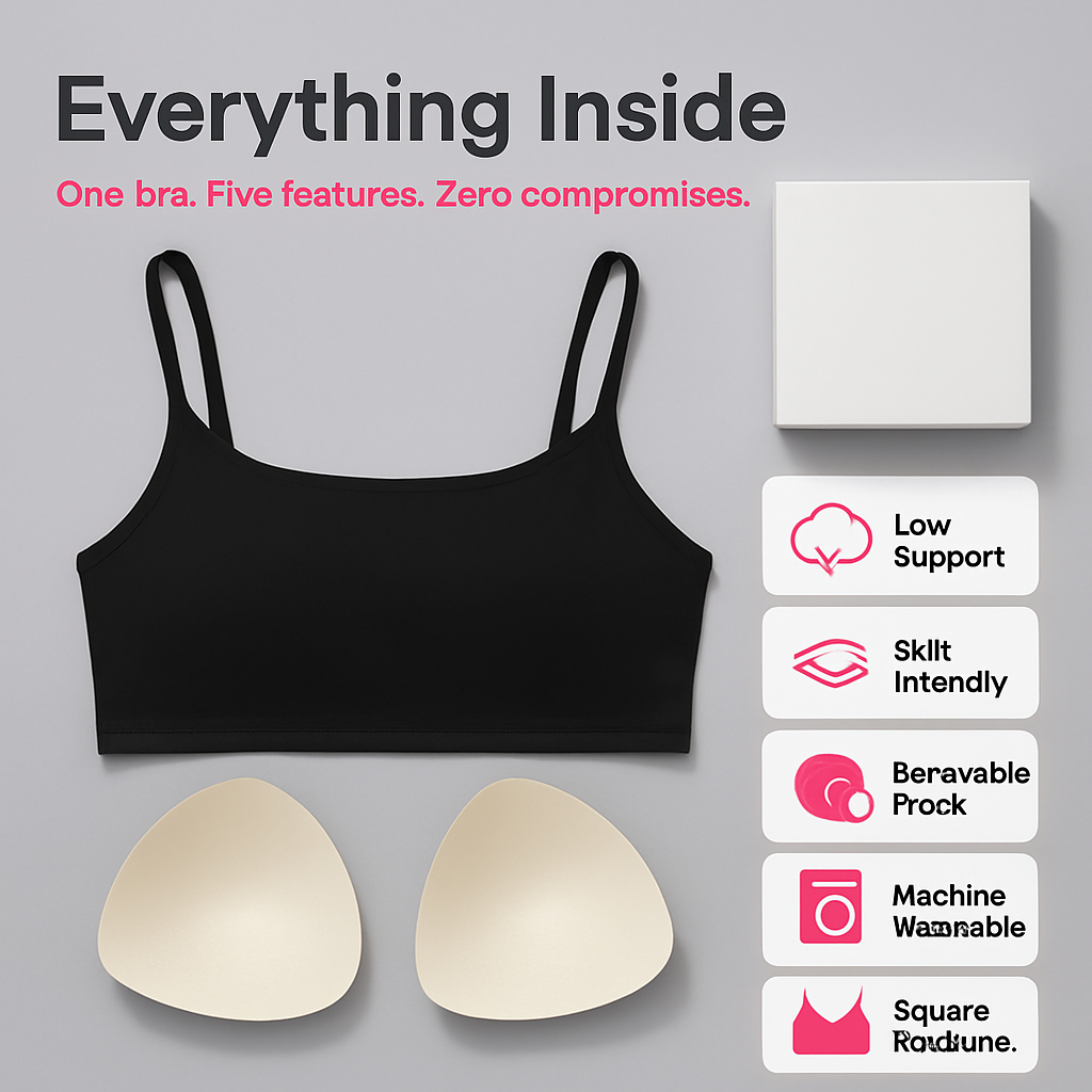 Women Sport Bras with Removable Pads, Low-Impact Square Neck