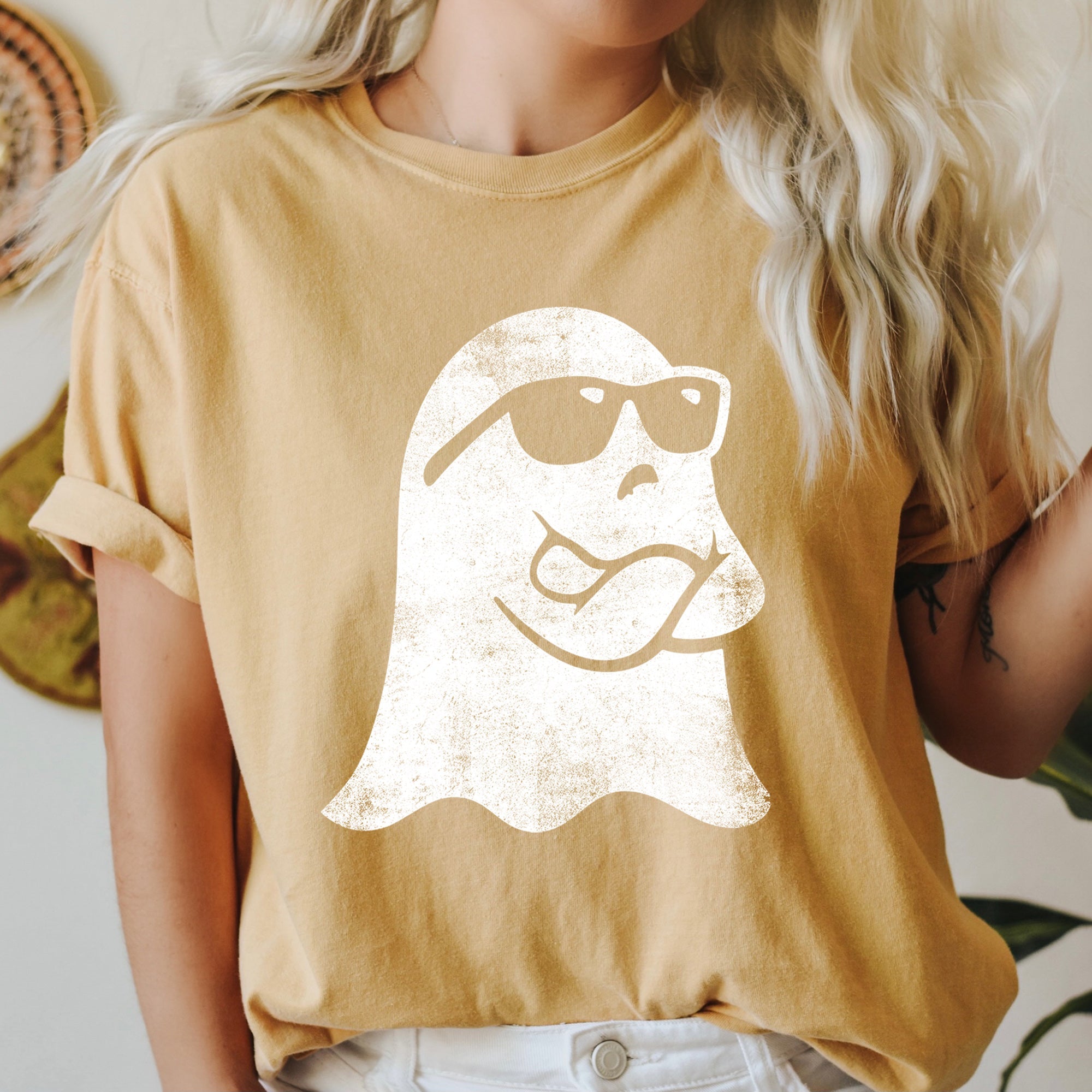 Vintage Inspired Ghost Arms Crossed Retro Halloween Limited Edition Comfort Colors Tee