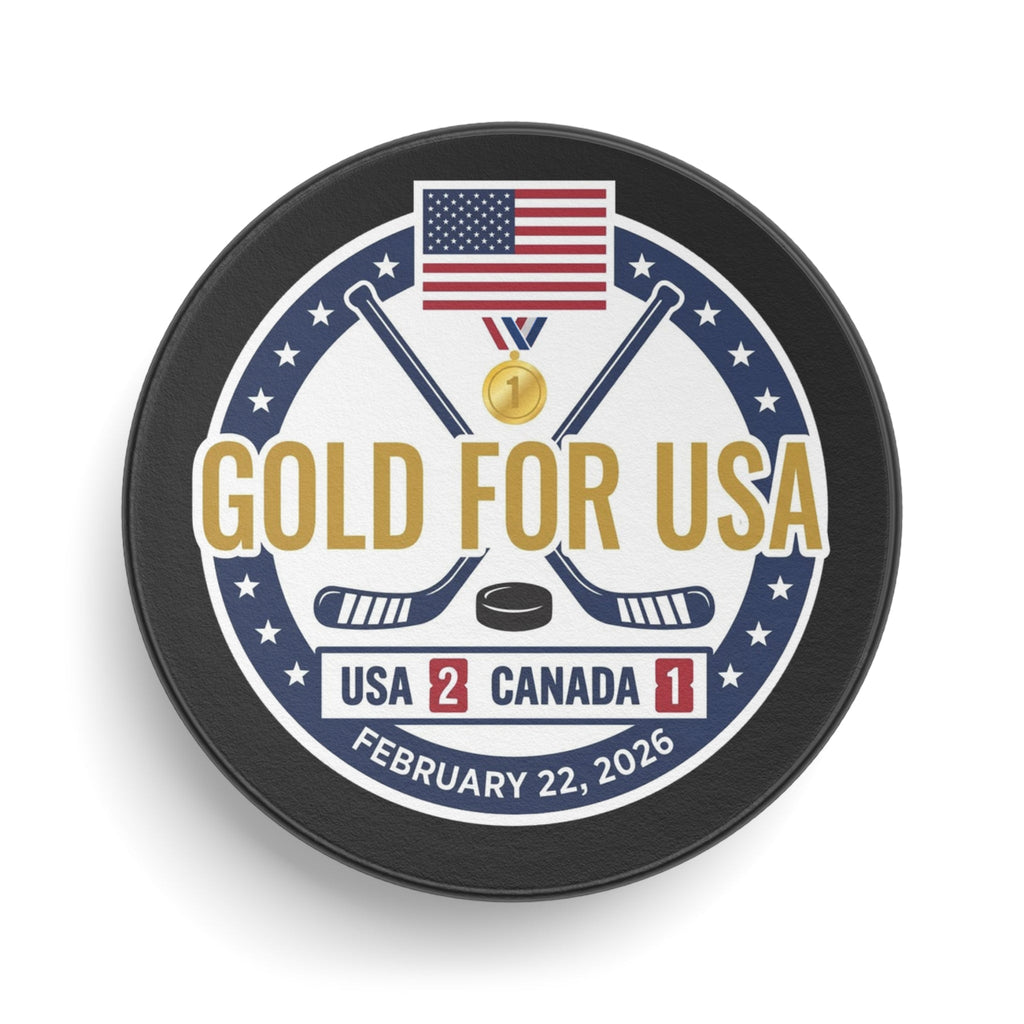 "Gold For USA" Commemorative Hockey Puck - Only 2,026 Available - PhishStones Products