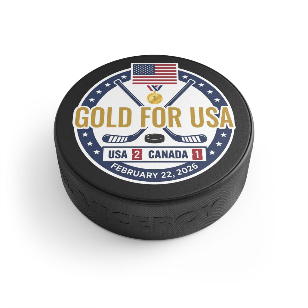 "Gold For USA" Commemorative Hockey Puck - Only 2,026 Available - PhishStones Products