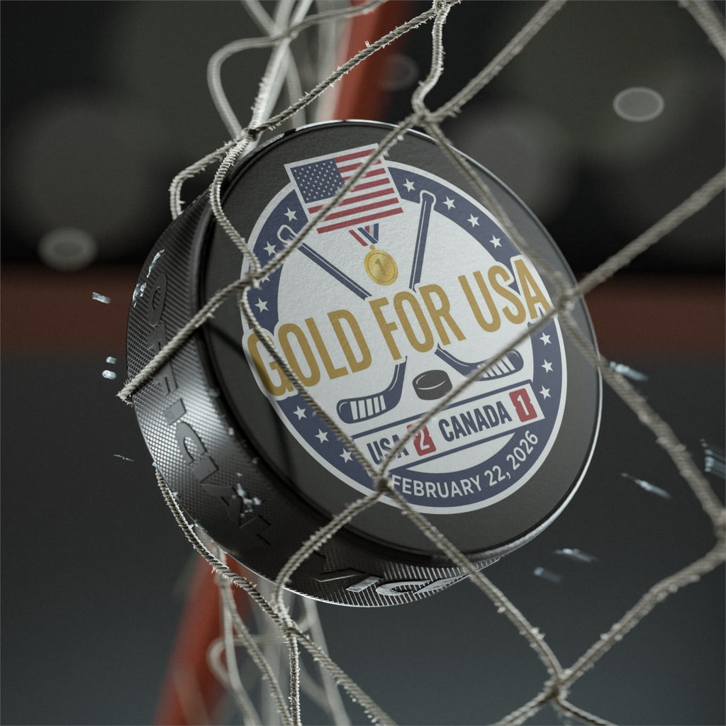 "Gold For USA" Commemorative Hockey Puck - Only 2,026 Available - PhishStones Products