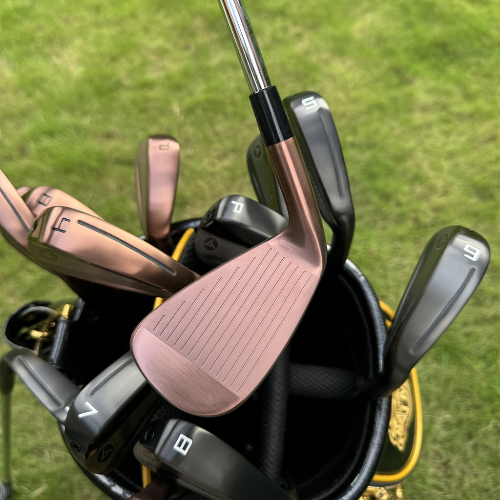 7pcs/Set S880 Golf Irons Black/Golden Forged Set 4 5 6 7 8 9 P with Stiff Flex Steel Shaft RH Golf Clubs