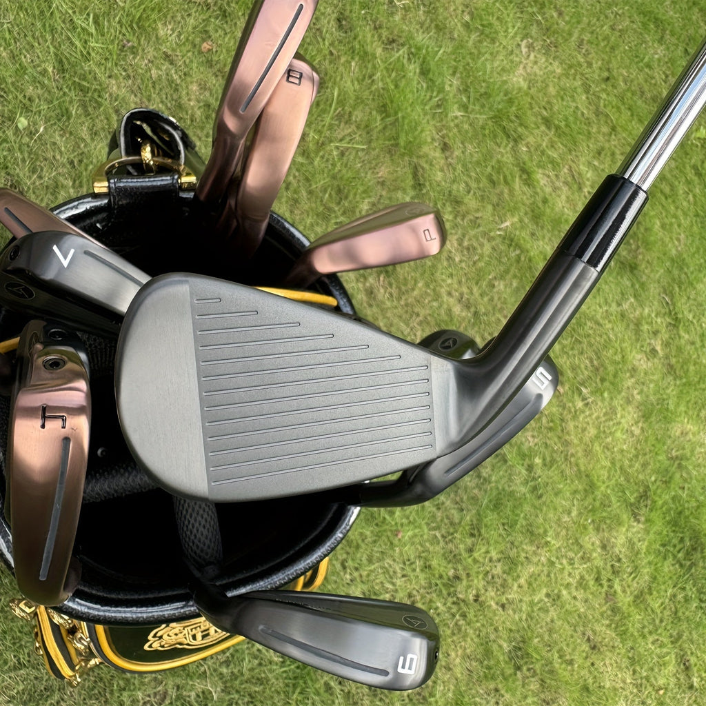 7pcs/Set S880 Golf Irons Black/Golden Forged Set 4 5 6 7 8 9 P with Stiff Flex Steel Shaft RH Golf Clubs