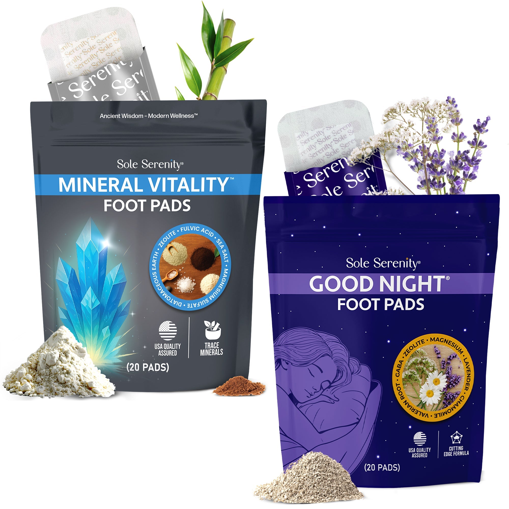 Vital Minerals + Good Night Sleep Foot Pads – 2 Pack Bundle