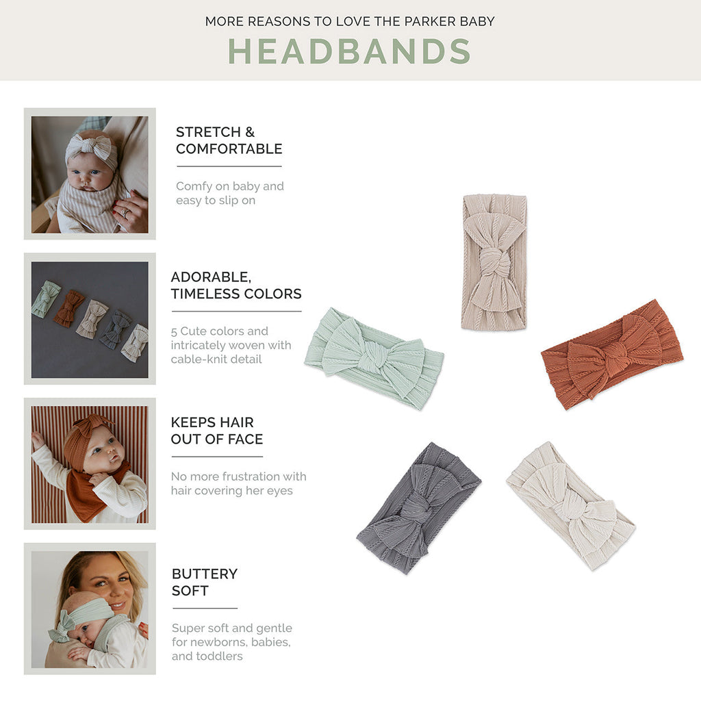 Grace Set - Cable Knit Knotted Headbands - 5 Pack - PhishStones Products