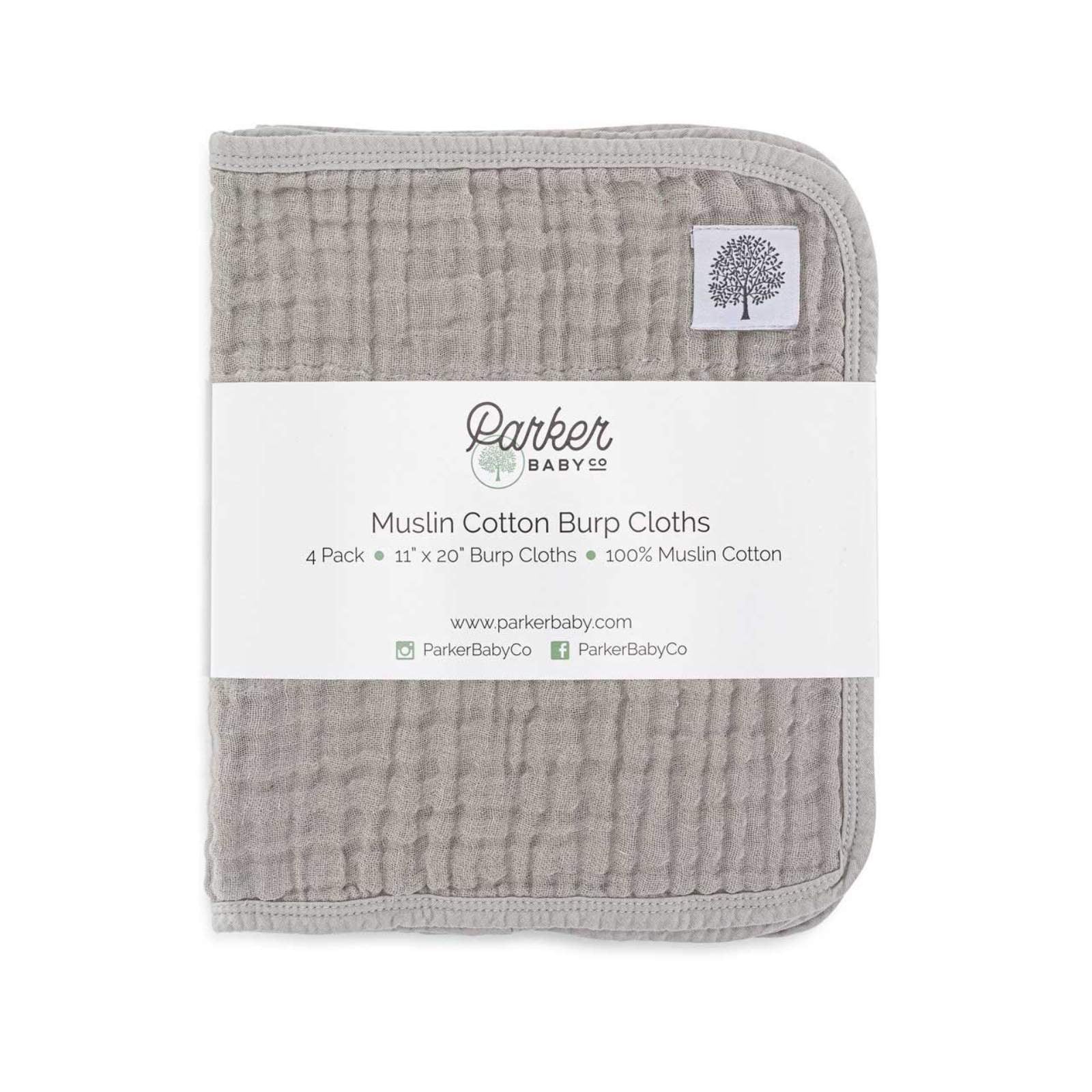 Gray Set - Muslin Burp Cloths (4 Pack) - PhishStones Products