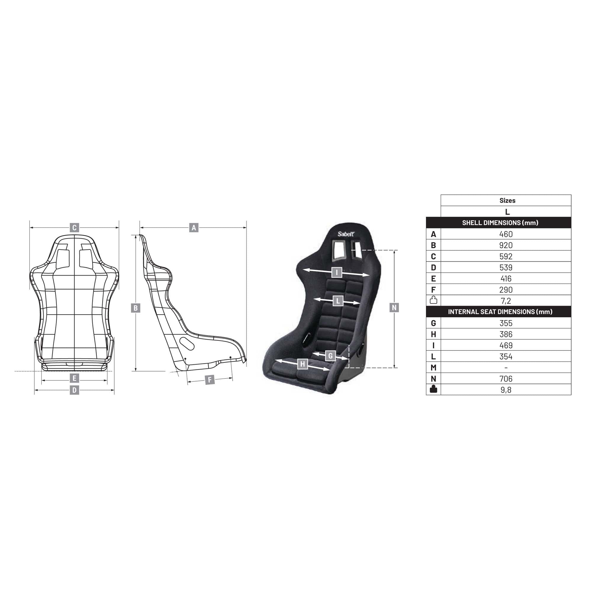 Sabelt GT3 Fiberglass Racing Seat
