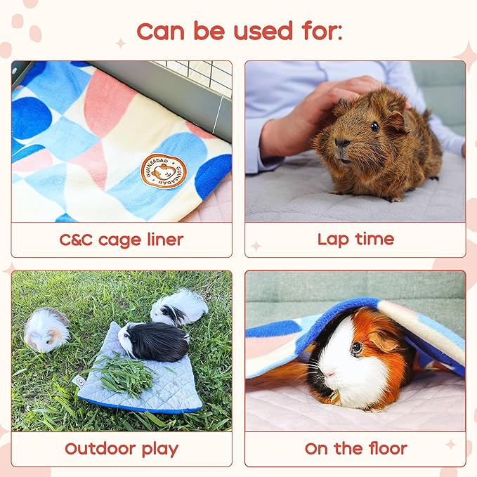 GuineaDad Premium Liner – Fleece Guinea Pig Cage Liner – Ultra - Plush Reusable Fleece Bedding with Waterproof Bottom – (Cotton Candy) - PhishStones Products