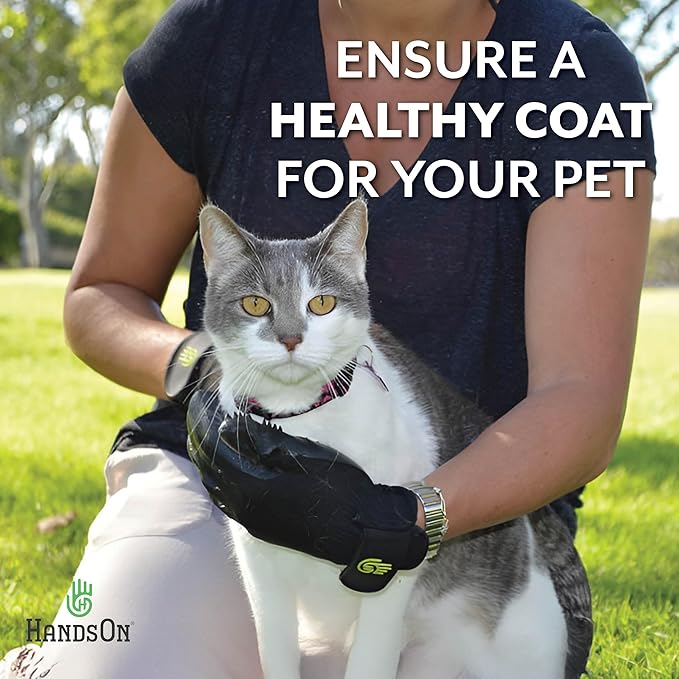 H HANDSON Pet Grooming Gloves - Patented 1 Ranked, Award Winning Shedding, Bathing, & Hair Remover Gloves - Gentle Brush for Cats, Dogs, and Horses (Purple, Large) - PhishStones Products