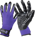 H HANDSON Pet Grooming Gloves - Patented 1 Ranked, Award Winning Shedding, Bathing, & Hair Remover Gloves - Gentle Brush for Cats, Dogs, and Horses (Purple, Large) - PhishStones Products