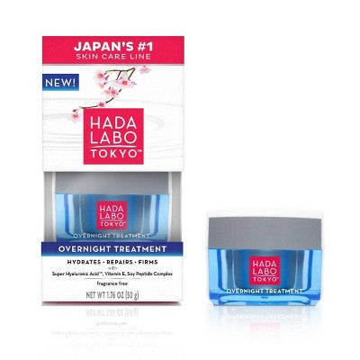 Hada Labo Tokyo Anti - Aging Overnight Treatment Hyaluronic Acid Night Cream 1.76oz - New - PhishStones Products