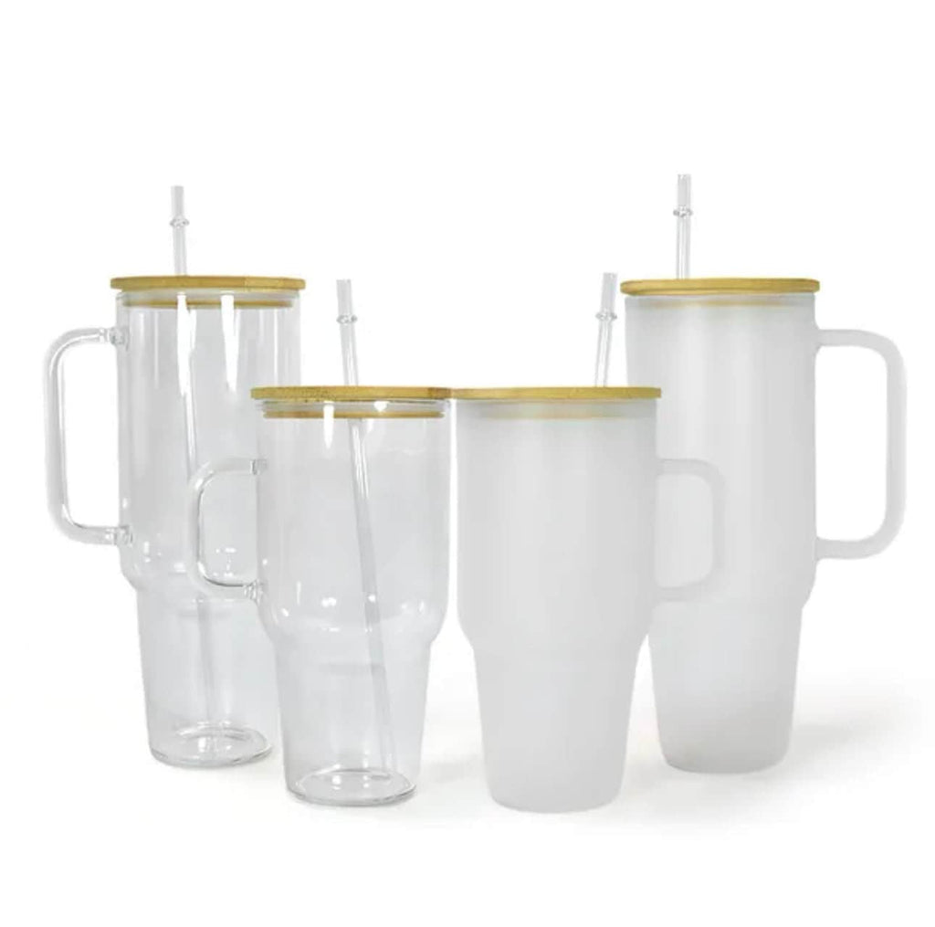 Hailey Brook Designs 32oz or 40oz Sublimation Clear or Frost Glass Tumbler, Mug, Cup With Bamboo Lid and Straw - PhishStones Products