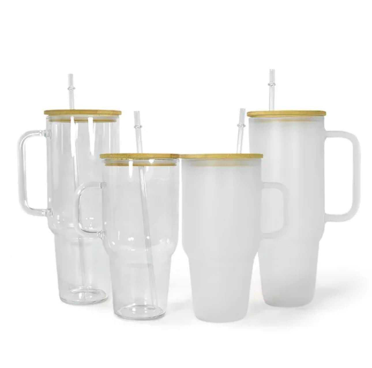Hailey Brook Designs 32oz or 40oz Sublimation Clear or Frost Glass Tumbler, Mug, Cup With Bamboo Lid and Straw - PhishStones Products