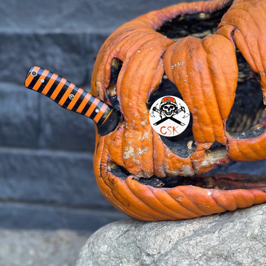 Halloween Custom Black - and - Orange Striped Hunting Knife - PhishStones Products