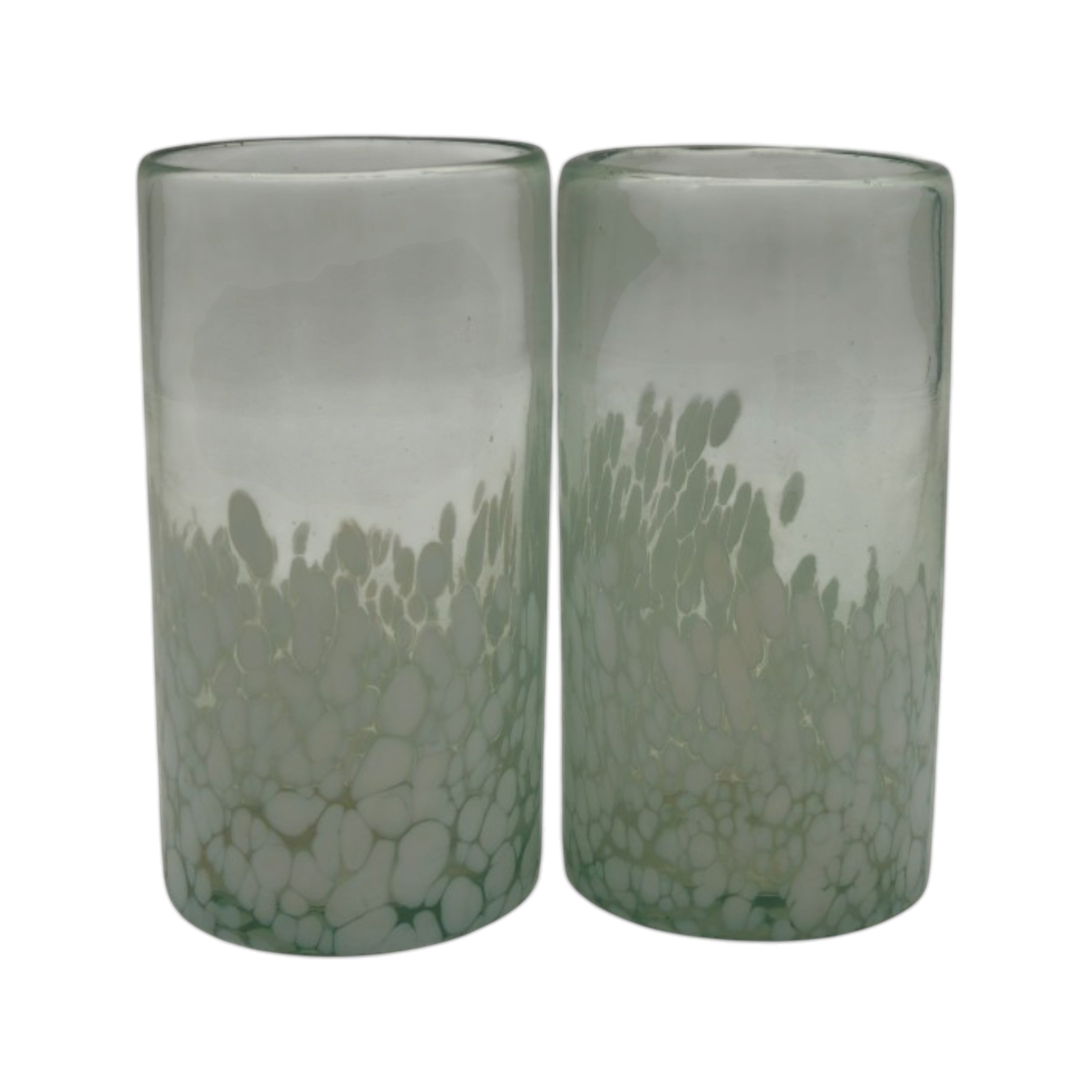 Hand-Blown Mexican Highball Glass | White & Clear Artisan Design