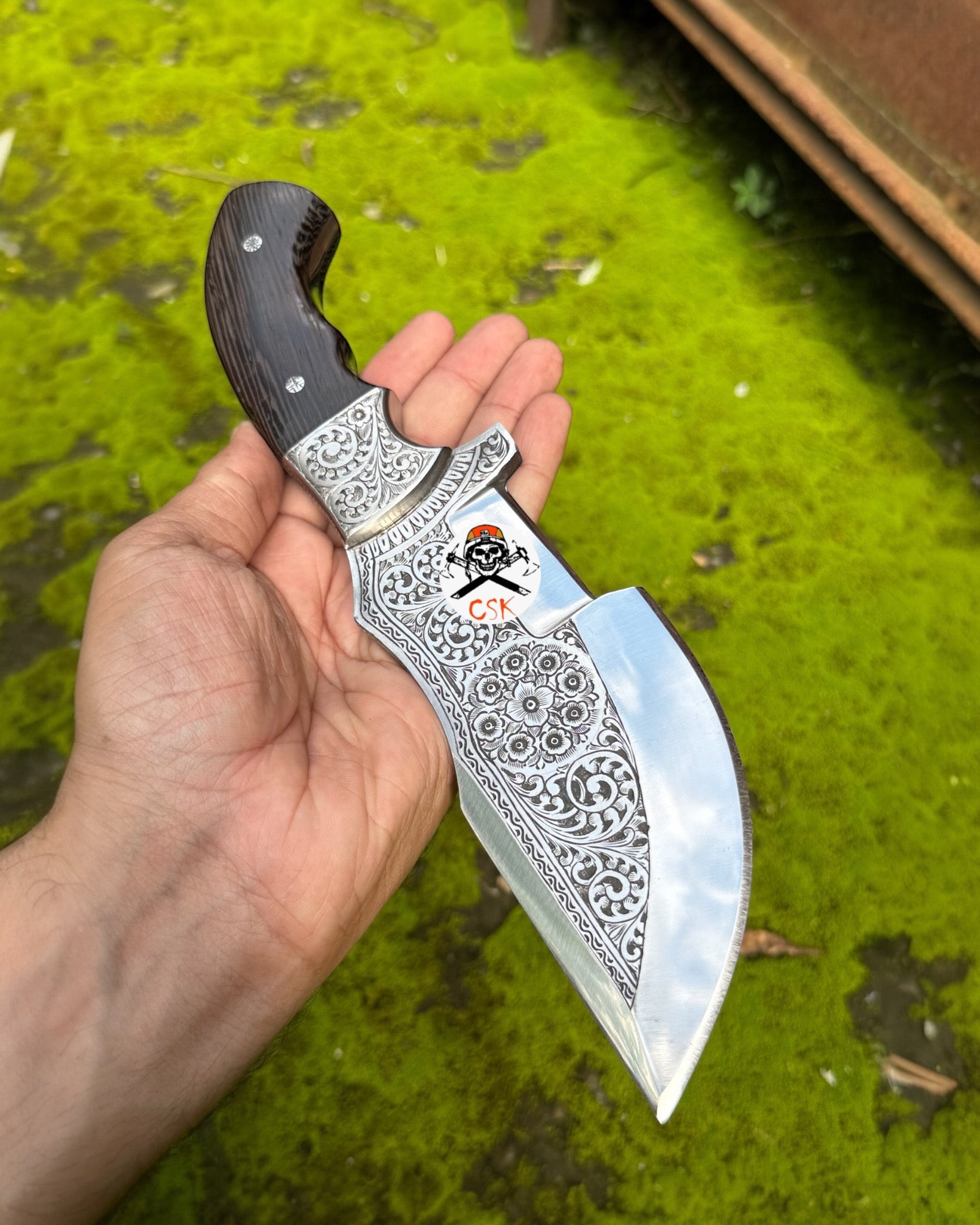 Hand Engraved Knife | Full Tang D2 Steel Blade - PhishStones Products