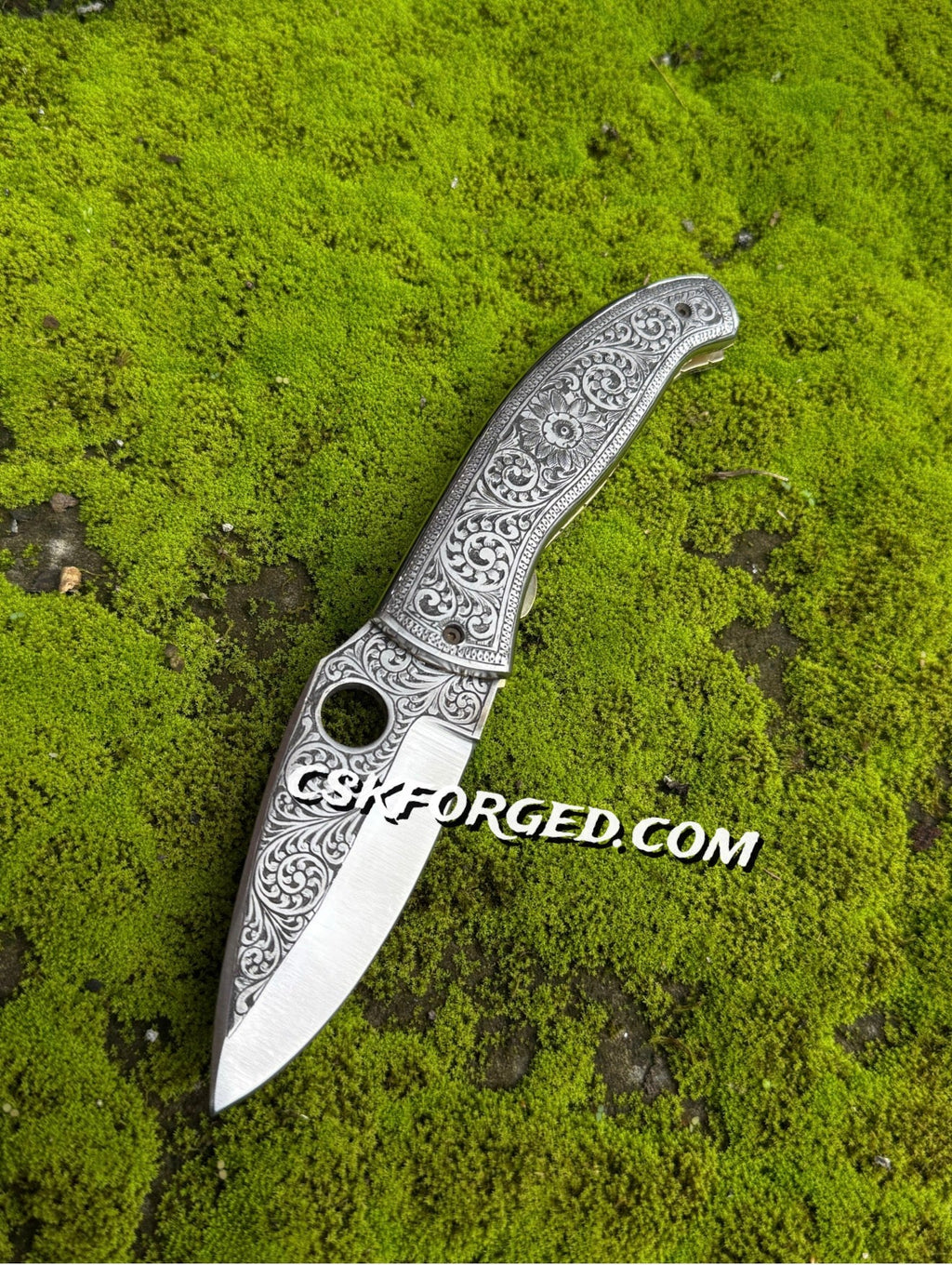 Hand - Engraved Pocket Knife With Leather Pouch - PhishStones Products
