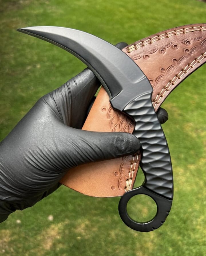 Hand Forged D2 steel Black Coated karambit knife - PhishStones Products