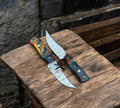 Hand - Forged Damascus Hunting Knife Set 8” Full Tang Blades Exotic Resin Handle - PhishStones Products