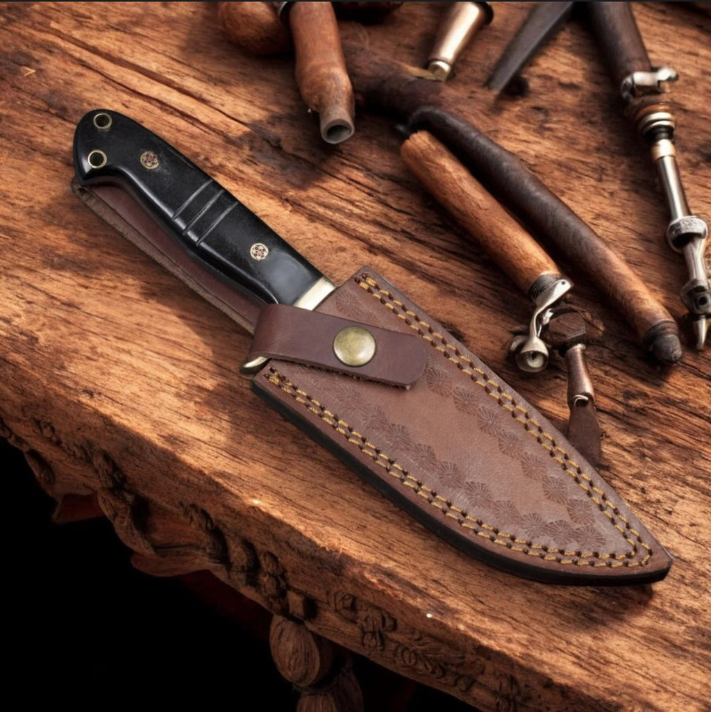 Hand Forged Damascus Steel Drop Point Hunter Knife - PhishStones Products